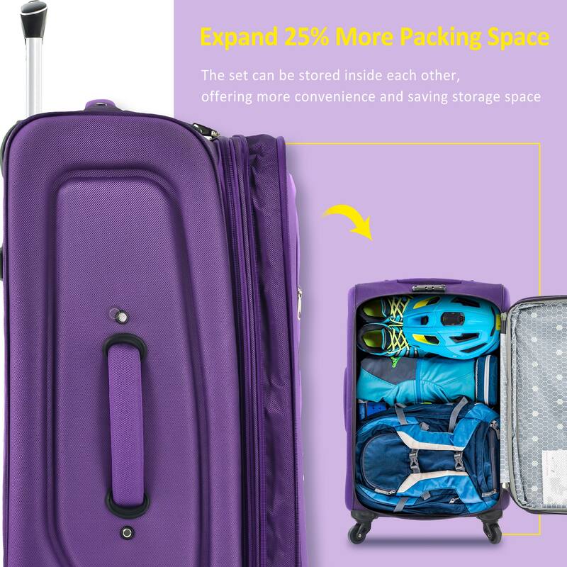 Softside Luggage 3 Piece Set Suitcase Spinner Hardshell Lightweight TSA